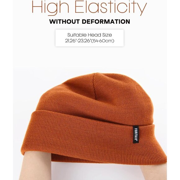🆕 Women Brown Knit Beanie Hat Acrylic Winter Soft Wearing Warm Unisex Cuffed - Picture 3 of 9